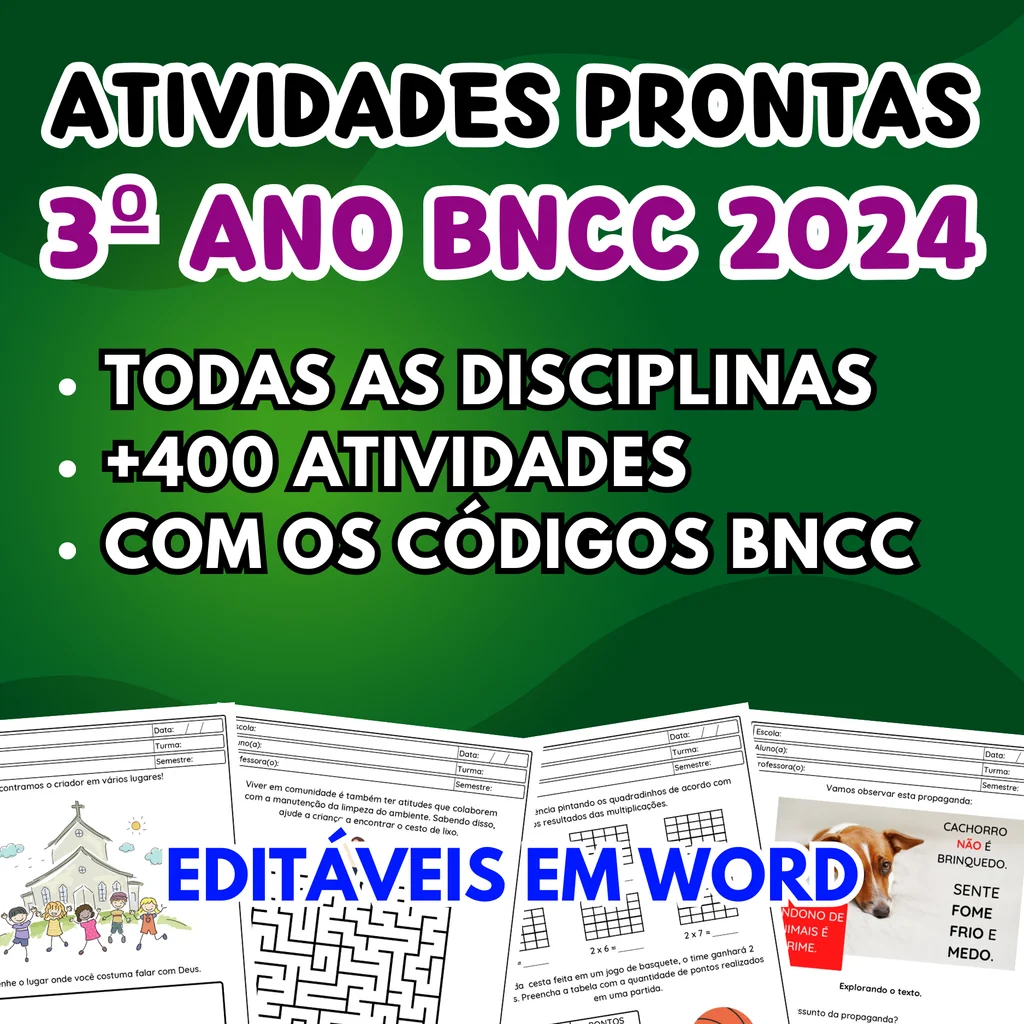 Atividades - 3º Ano Fundamental - BNCC 2024 — material para professor em Sumaré