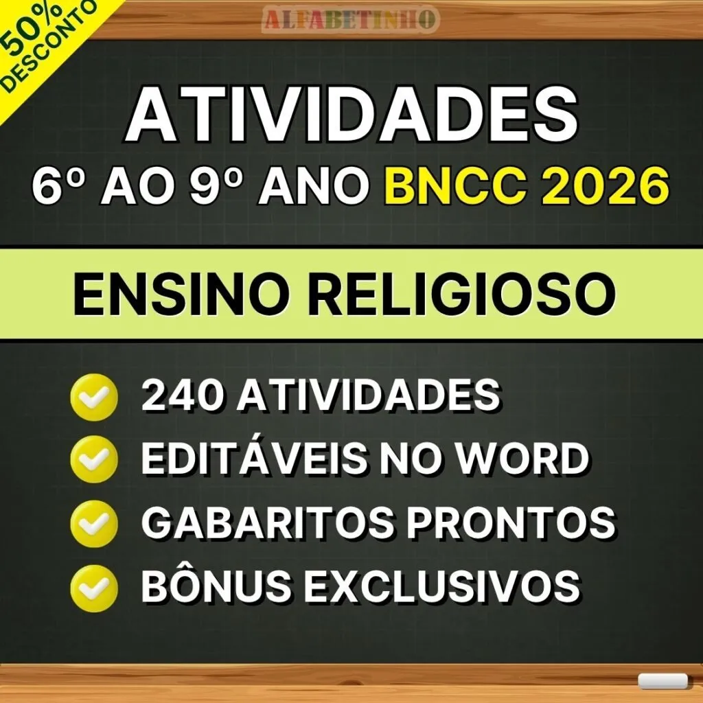 ENSINO RELIGIOSO - Atividades do 6º ao 9º ano - BNCC 2026 — material para professor em Natal