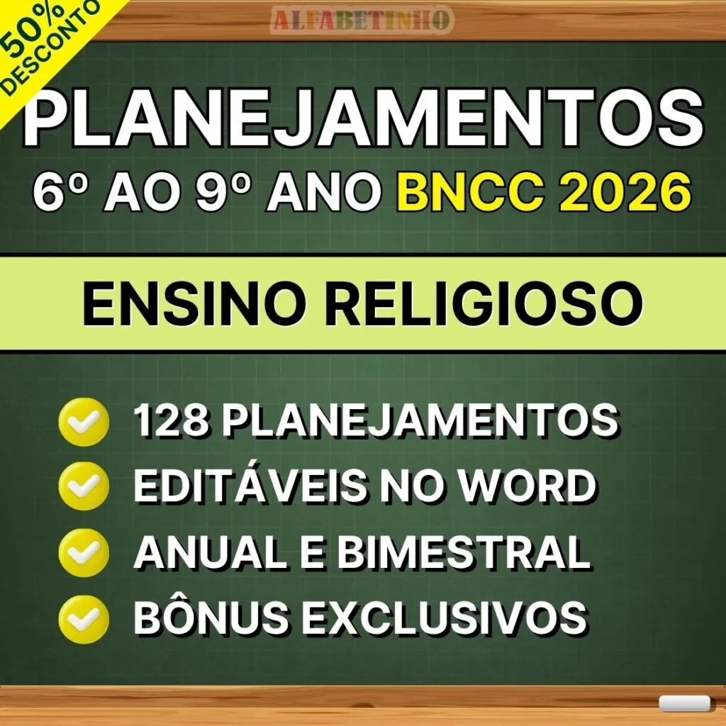 ENSINO RELIGIOSO - Planejamentos do 6º ao 9º ano - BNCC 2026 — material para professor em Ipameri