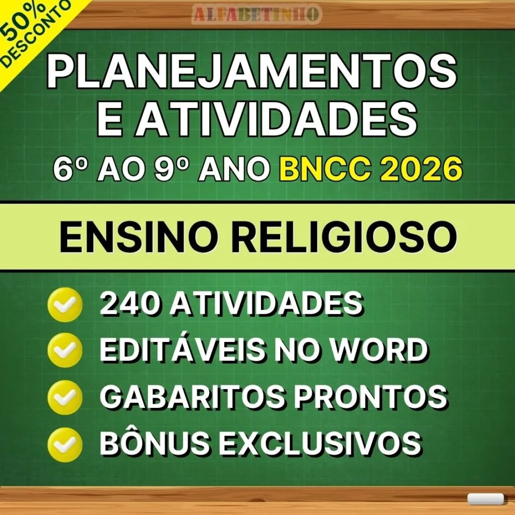 ENSINO RELIGIOSO - Planejamentos e Atividades - 6º ao 9º ano - BNCC 2026 — material para professor em Rio Acima
