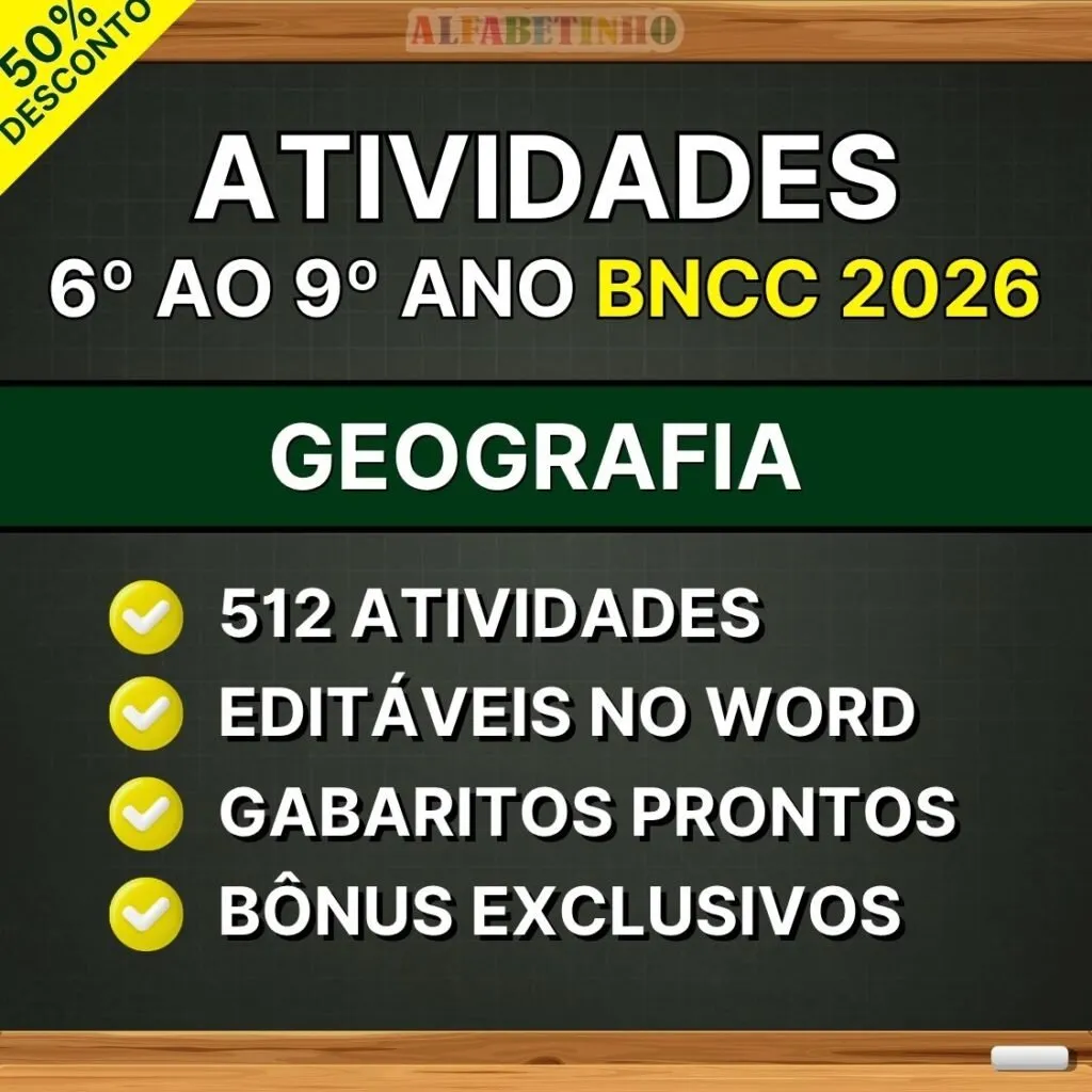 GEOGRAFIA - Atividades do 6º ao 9º ano - BNCC 2026 — material para professor em Aramina