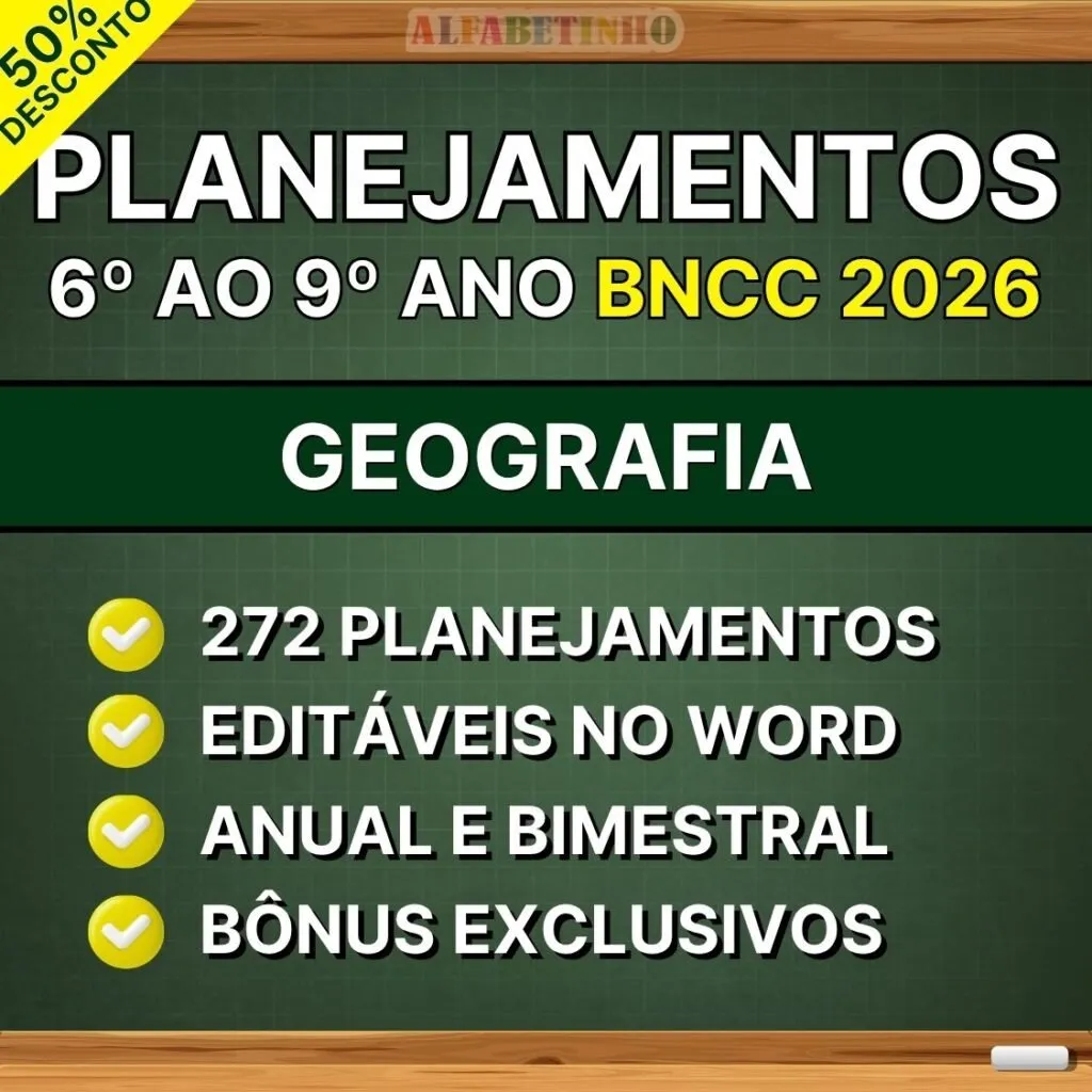 GEOGRAFIA - Planejamentos do 6º ao 9º ano - BNCC 2026 — material para professor em Montadas