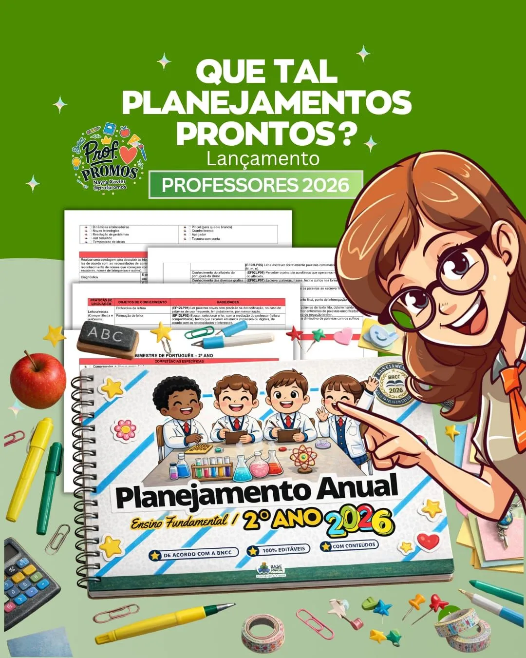 Planejamentos Anuais 2º Ano Fundamental I – BNCC 2026 — material para professor em Itapé