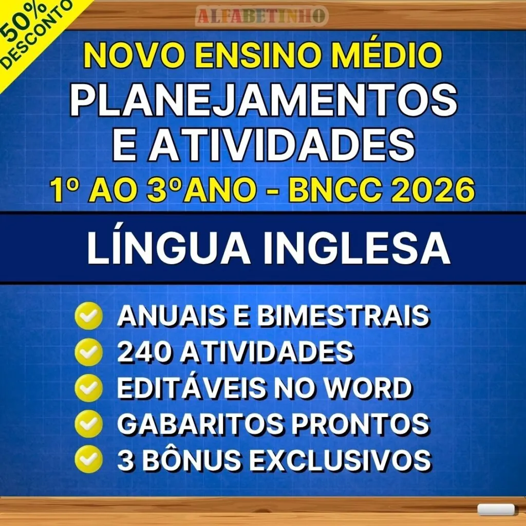 Planejamentos e Atividades Inglês Ensino Médio BNCC Atualizada — material para professor em Putinga