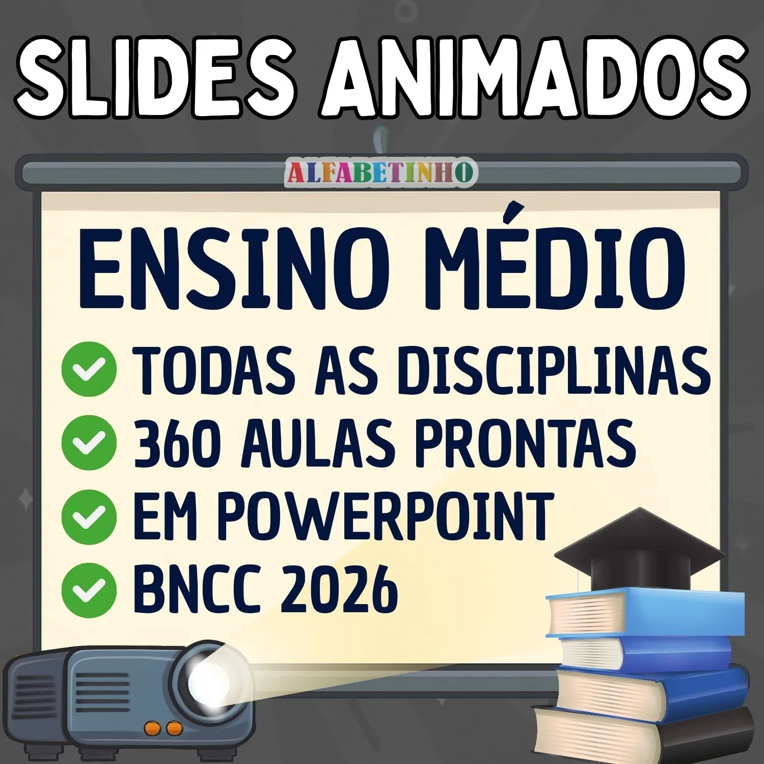 SLIDES ANIMADOS - 1º AO 3º ANO - ENSINO MÉDIO - BNCC 2026 — material para professor em Balsa Nova